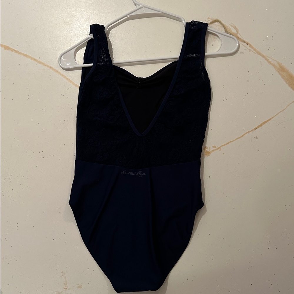 Navy Blue Lace Ballet Rosa Leotard - Picture 3 of 5